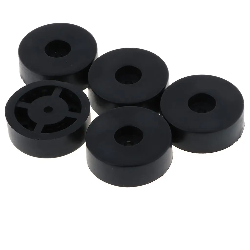 5 x15mm Furniture Cabinet Round Rubber Case Feet Anti- Circular Bumper Pads Black