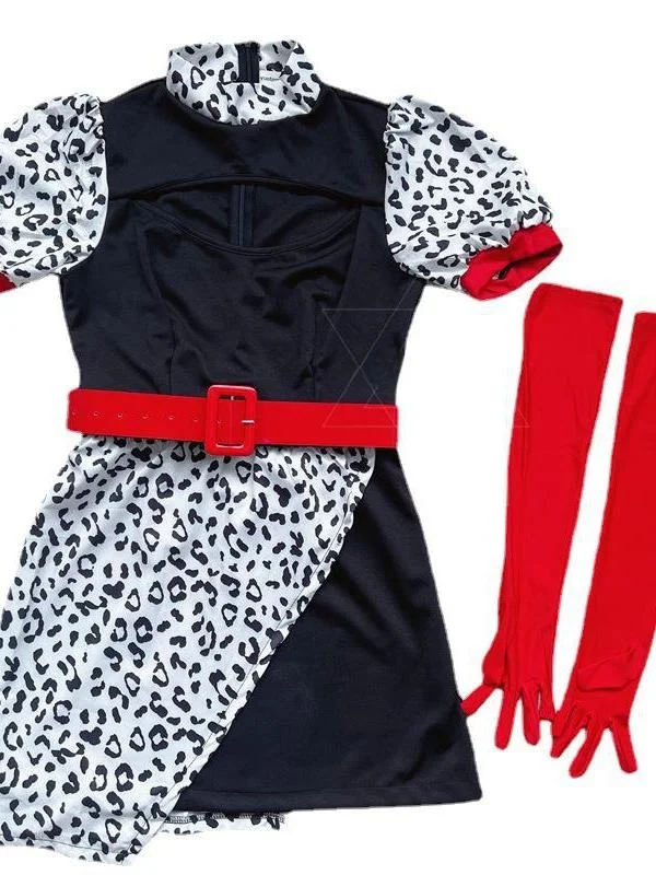 Loween adulte Cosplay Film 0 dalmatiens sorcière Costume Bla blanc Cruella Dr Production chinoise été 2025 scène porter