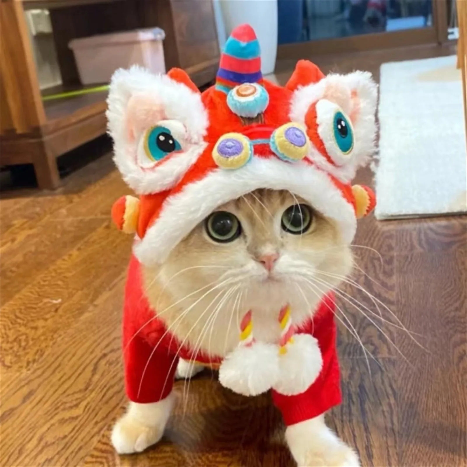 Pet Dog Funny Spercial Cat New Year Transformation Tigers Head Hat Headwear Accessories