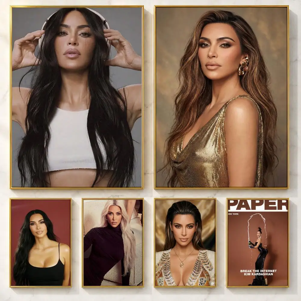 Deluxe Celebrity K-Kim KardashianS Poster Self-adhesive Art Poster Decoracion Painting Wall Art White Kraft Paper Home Decor