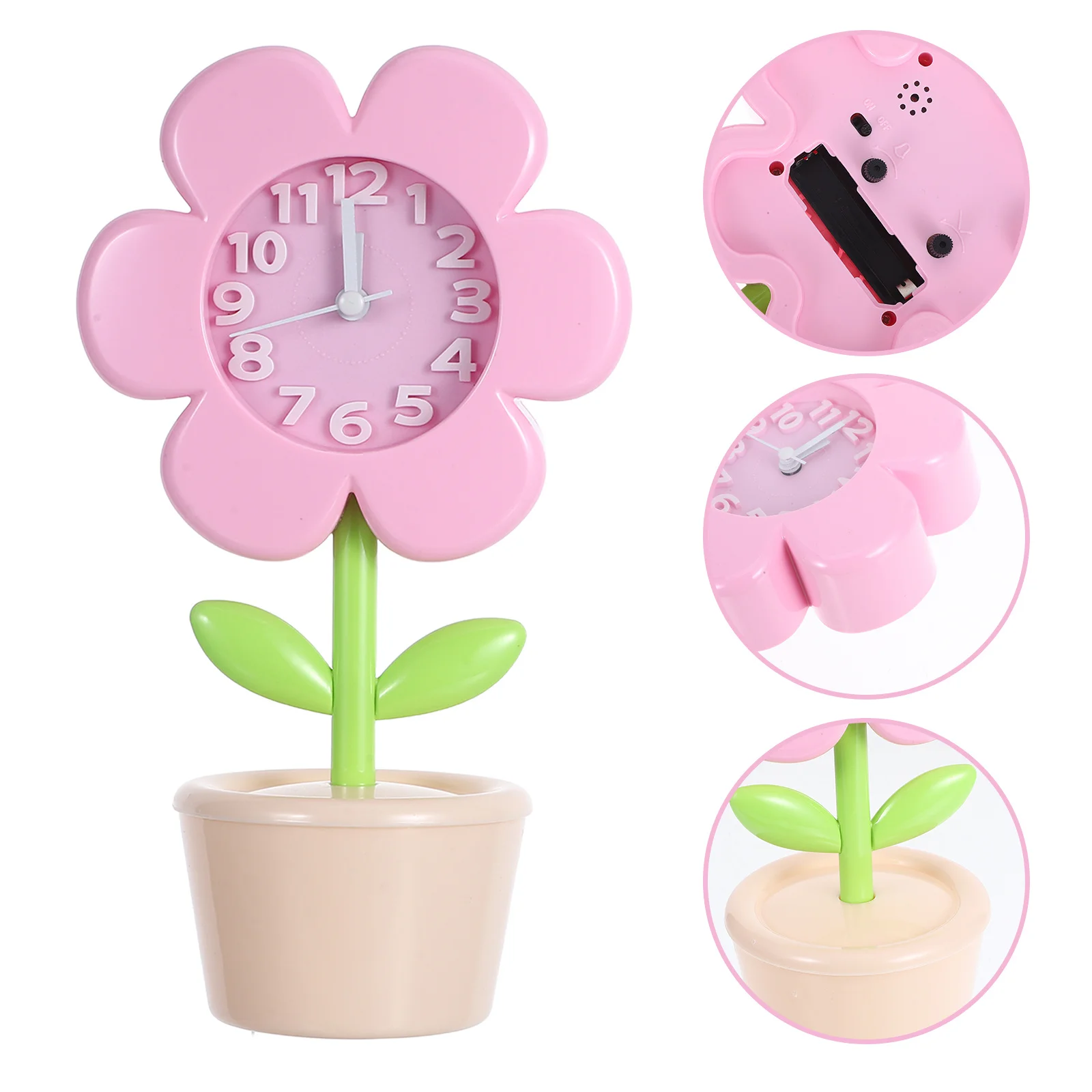 

Creative Flower Clock Cute Alarm Silent Small Decorative Timepiece For Bedroom Desk Room Decor For Teen