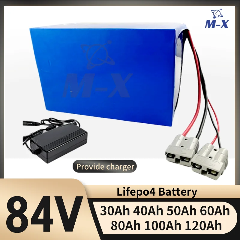 

84V 50Ah 60Ah 70Ah 80Ah 100Ah 120Ah Lifepo4 Battery Bluetooth App BMS 27S for 4KW 8KW Two Wheeler Vehicle Floor Golf Cart RV