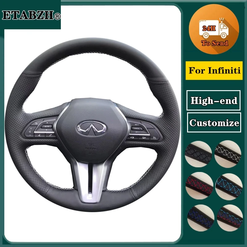 

Braid Car Steering Wheel Cover For Infiniti Q50 Q60 QX50 2016-2020 Microfiber Leather Steering Wrap Car Accessories