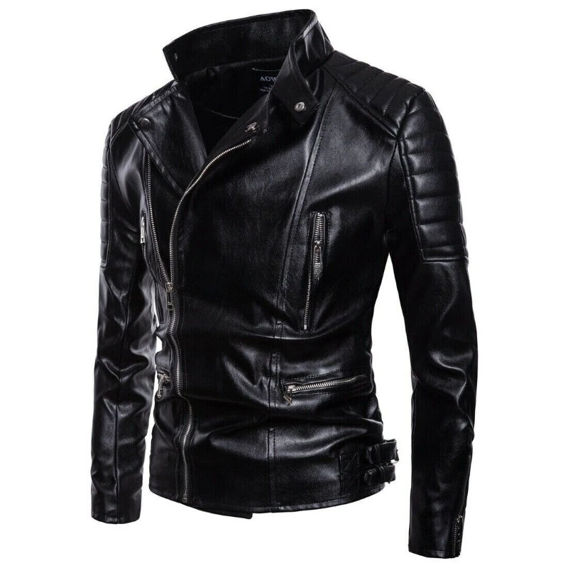 

URBAN Men's Genuine Cowhide Real Leather Jacket Premium Black Biker Stylish Coat