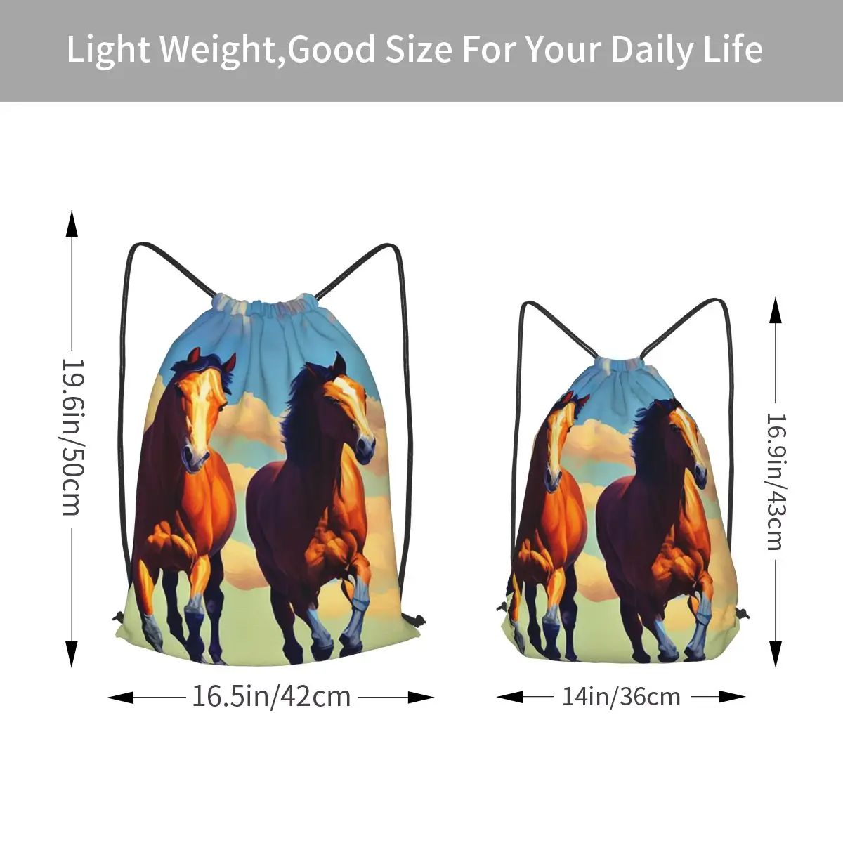 Running Horse And Equestrian Backpacks Multi-function Drawstring Bundle Pocket Storage Bag Book Bags for Man Woman Students