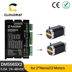 Clouddray-彫刻機用nemaステッピングモーター,CNCコントローラー,nema 23/24,dm556sx2,5.6a,24〜48v dc,2個