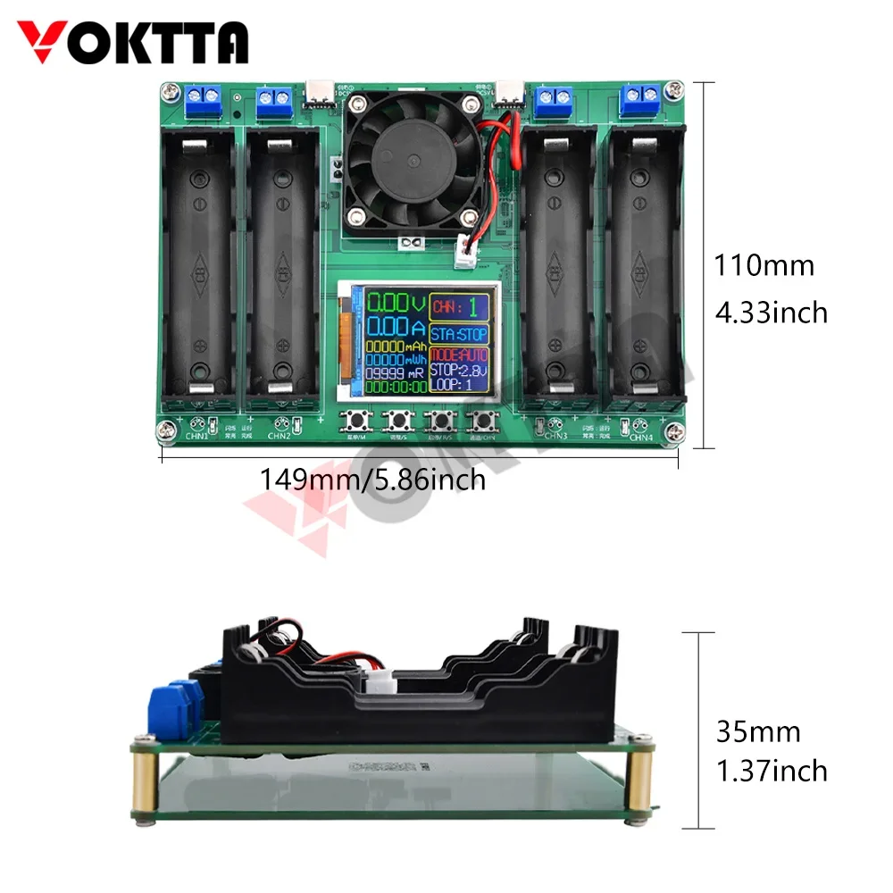 18650 Lithium Battery Capacity Tester Automatic Internal Resistance Tester MAh MWh Digital Battery Power Detector Module