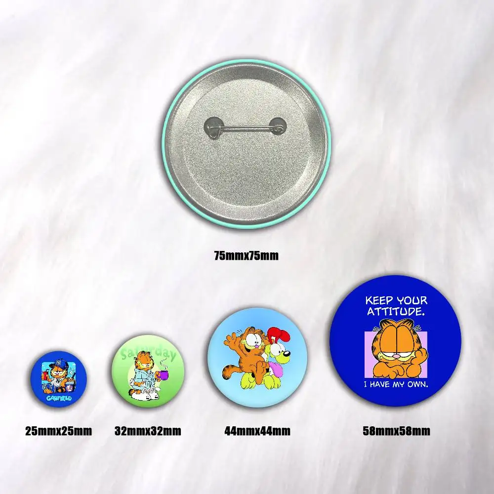 Cartoon G-Garfield Creative Round Button Badges Cute Pin Brooch for Backpack Clothes Lapel Jewelry Accessories Friends Gift