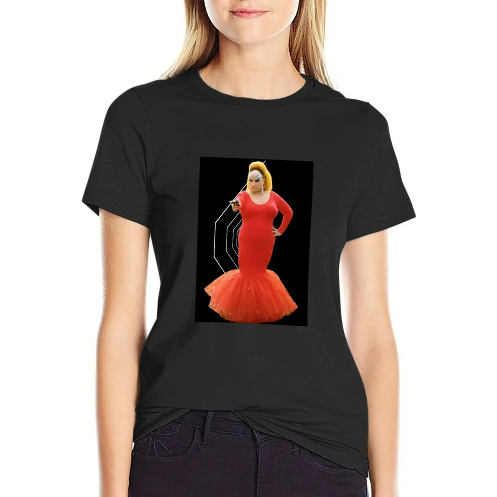 DIVINE Drag Queen with a Gun T-Shirt female oversized hippie clothes Aesthetic clothing cat shirts for Women