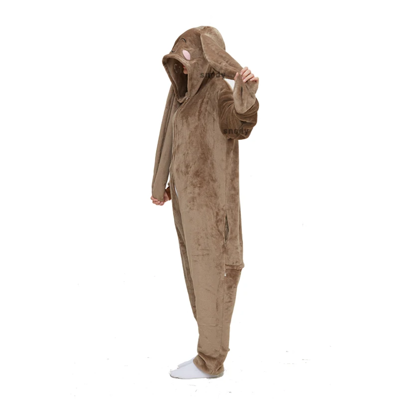 Halloween Cosplay Costume Women Onesies Rabbite Kigurumi Flannel Footed Pajamas Animals One-piece Costume Christmas Homewear