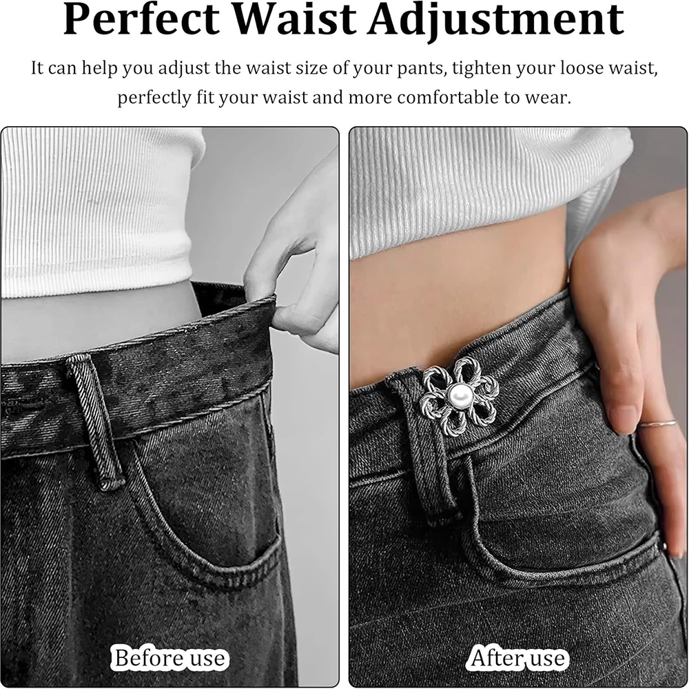2 ensembles de tendeurs de taille pour pantalons réglables, sans couture, sans outil, ensembles de boucles de taille, épingles de réglage de pantalons décoratives pour robes en jean amples