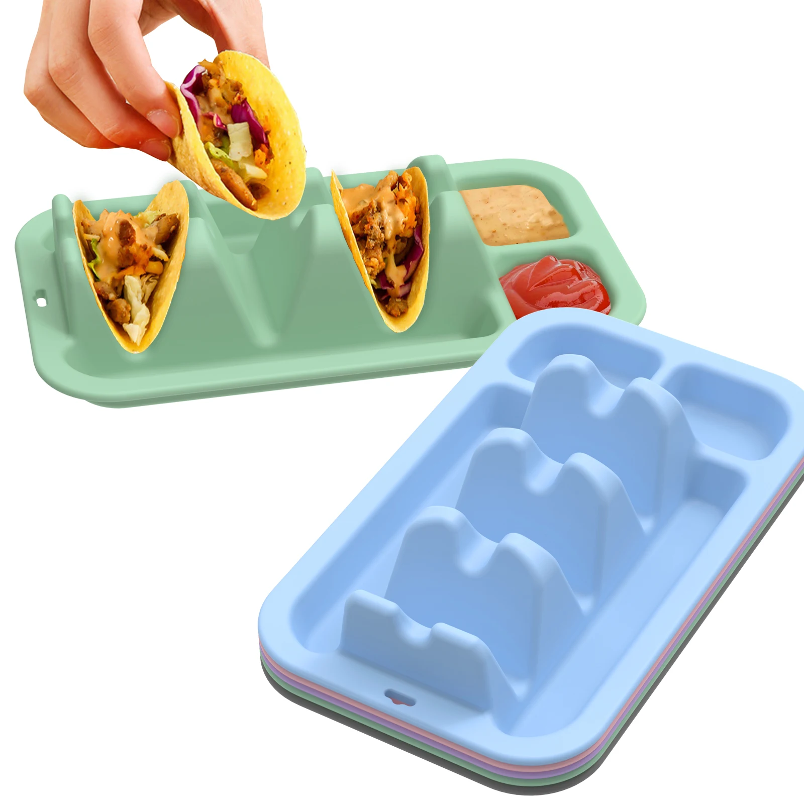 

Taco Holders Silicone Taco Holder Features Three Dividers 27.4x16.2x6.3cm Heat Resistant Kitchen Tools Trays Cooking Accessories