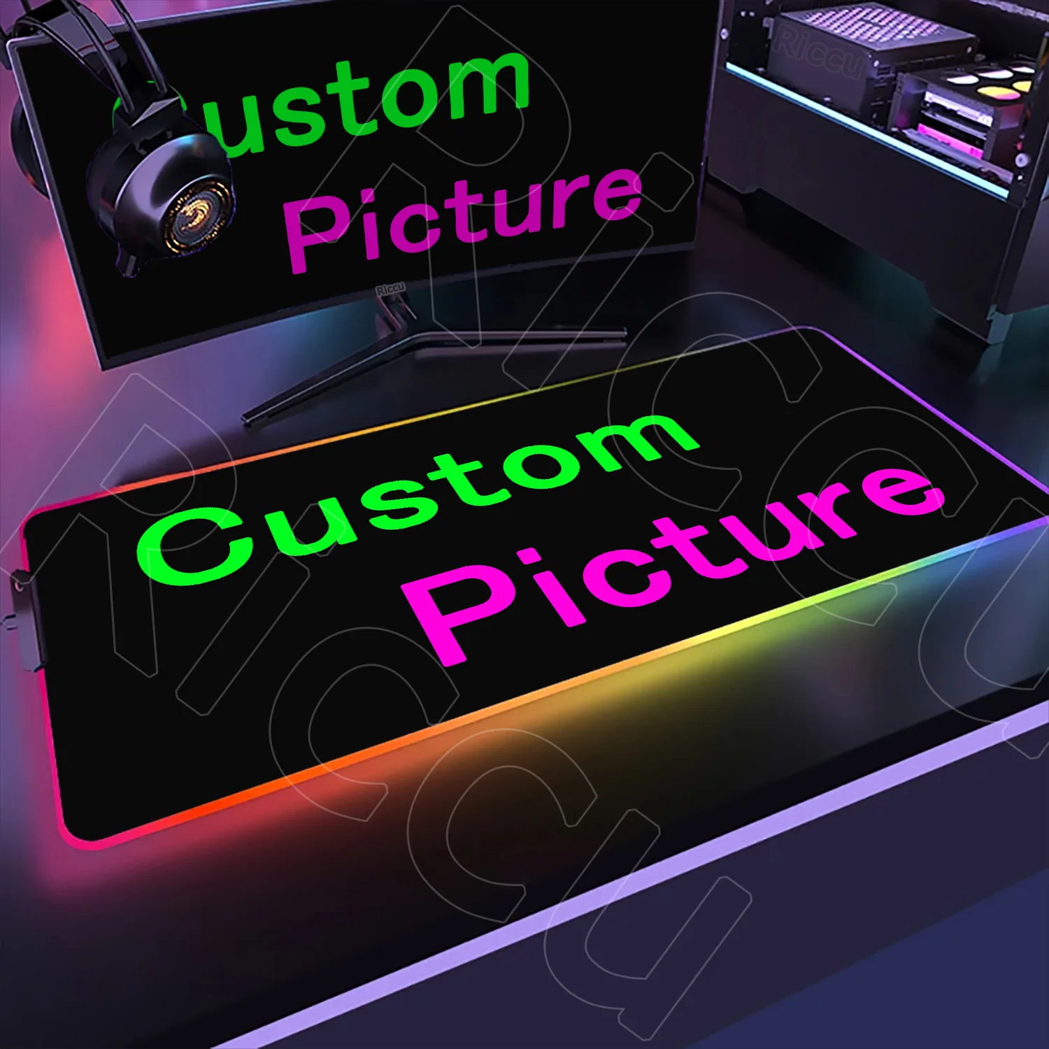 

LED Color Glowing Custom Personalized Mousepad Deskmat DIY Custom Large RGB Mice Pad Anime Logo Gaming Laptop Office Accessories