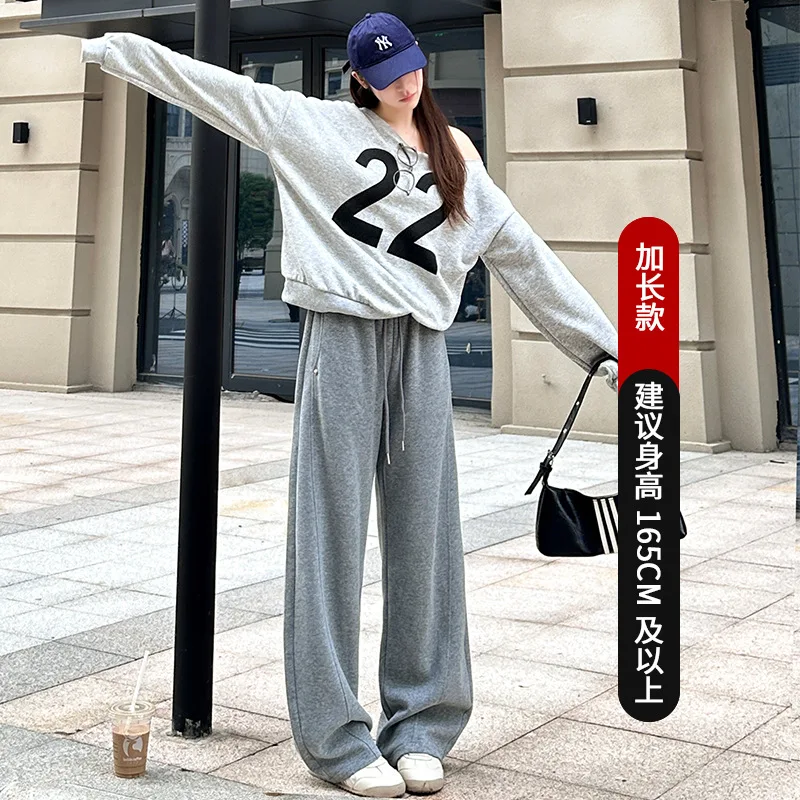 بنطال ذو قصة أرجل واسعة مرونة عالية الخصر للمرأة الربيع المضادة للتجاعيد صالح نمط Preppy الحديثة تخفيف الطيات قابل للتعديل الربط بسيط #5