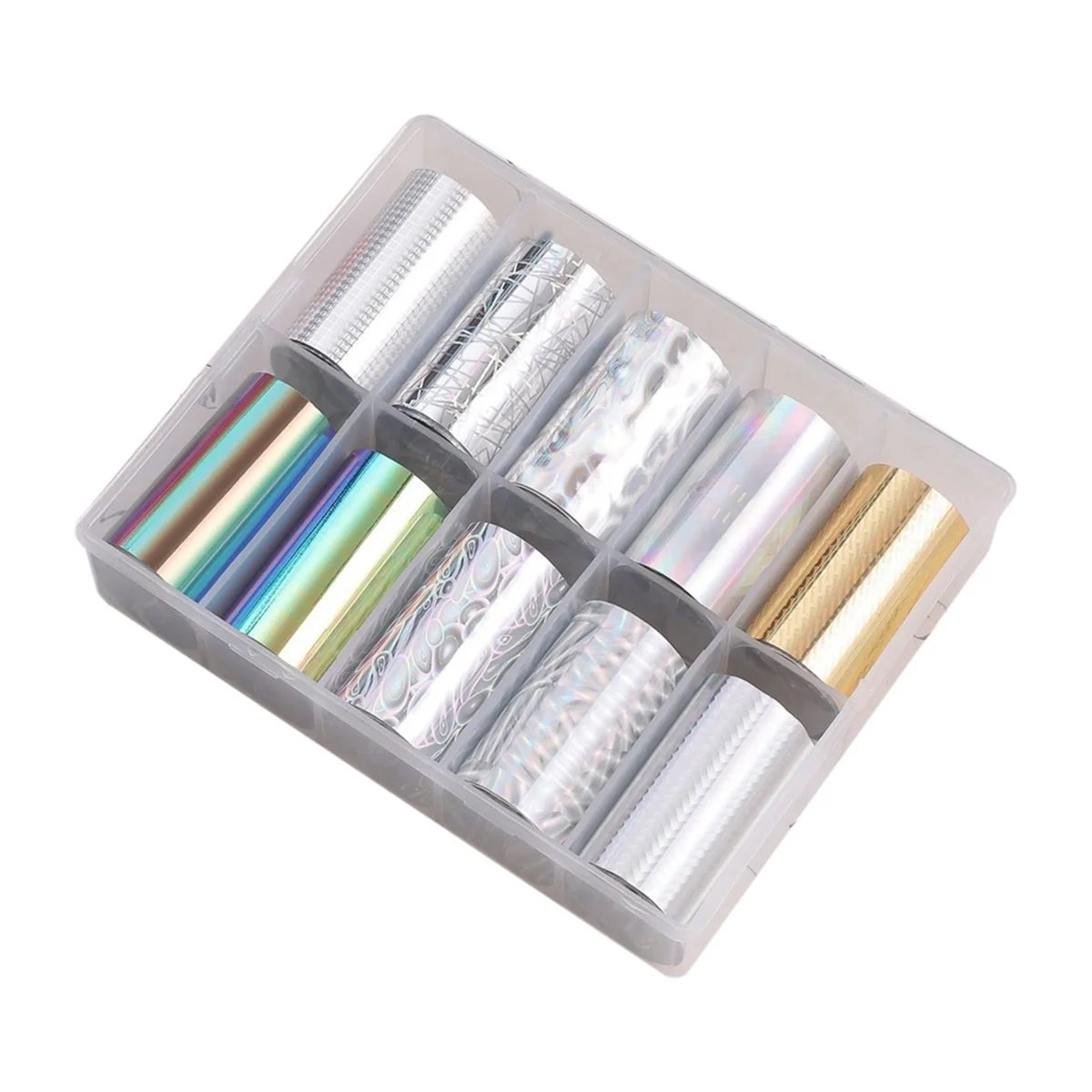 10 Rolls Nail Foils Polish Stickers Metal Color Starry Paper Transfer Foil Wraps Adhesive Decals Nail Art Decorations