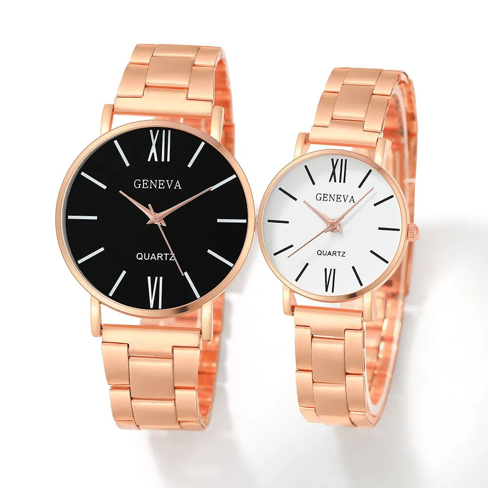 New Couple Simple Watch Fashion Wristwatches For Women And Man Stainless Mesh Quartz Clcok Watch