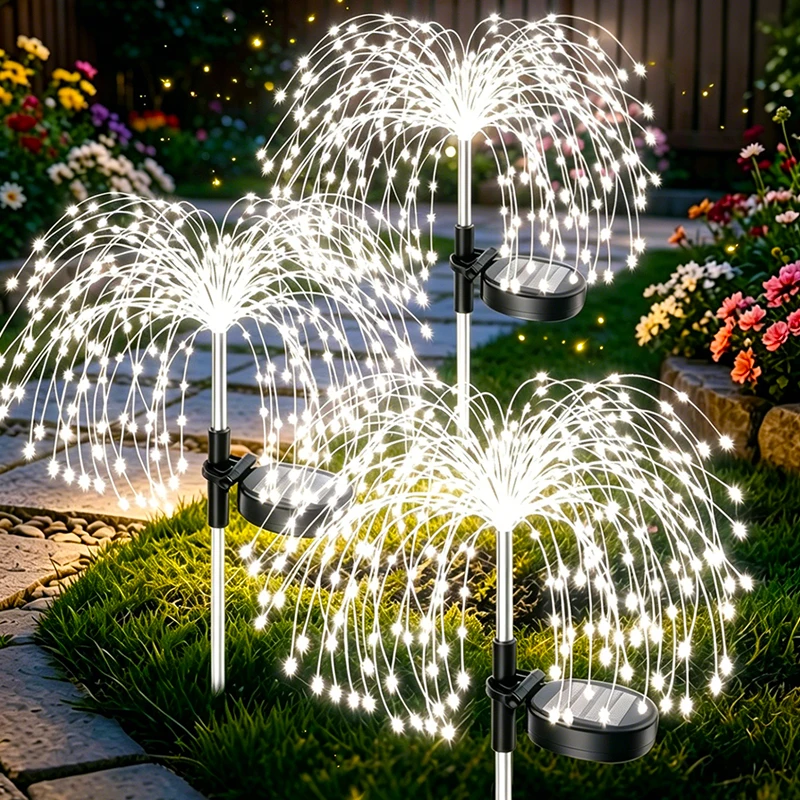 Outdoor Garden Fairy Lights Decor 60/200LED Solar Firework Lights Waterproof Pathway Lights for Yard Flowerbed Planter Balcony