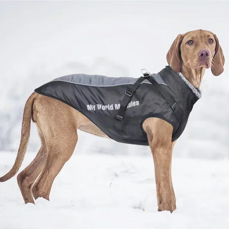 

Waterproof Pet Dog Clothes Furry Collar Jacket Reflective Winter Warm Fleece Vest Thicken Coat Clothing for Medium Large Dogs