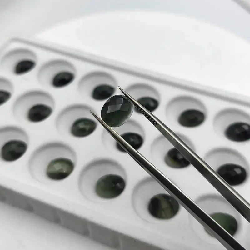 50pcs/Lot  8x10x4mm  Loose Jewelry  Fitting stone Oval Faceted Stone Eagle's eye stone For DIY Ring