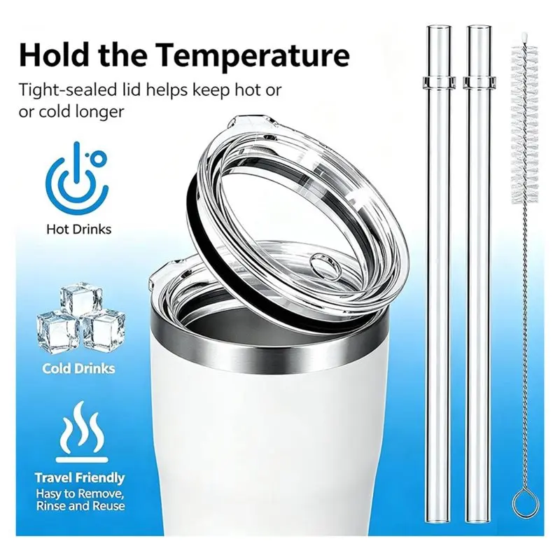 DTA4-2PCS Replacement Tumbler Lid With Straw And Brush Bottle Straw Lids For Stanely YETI 20Oz