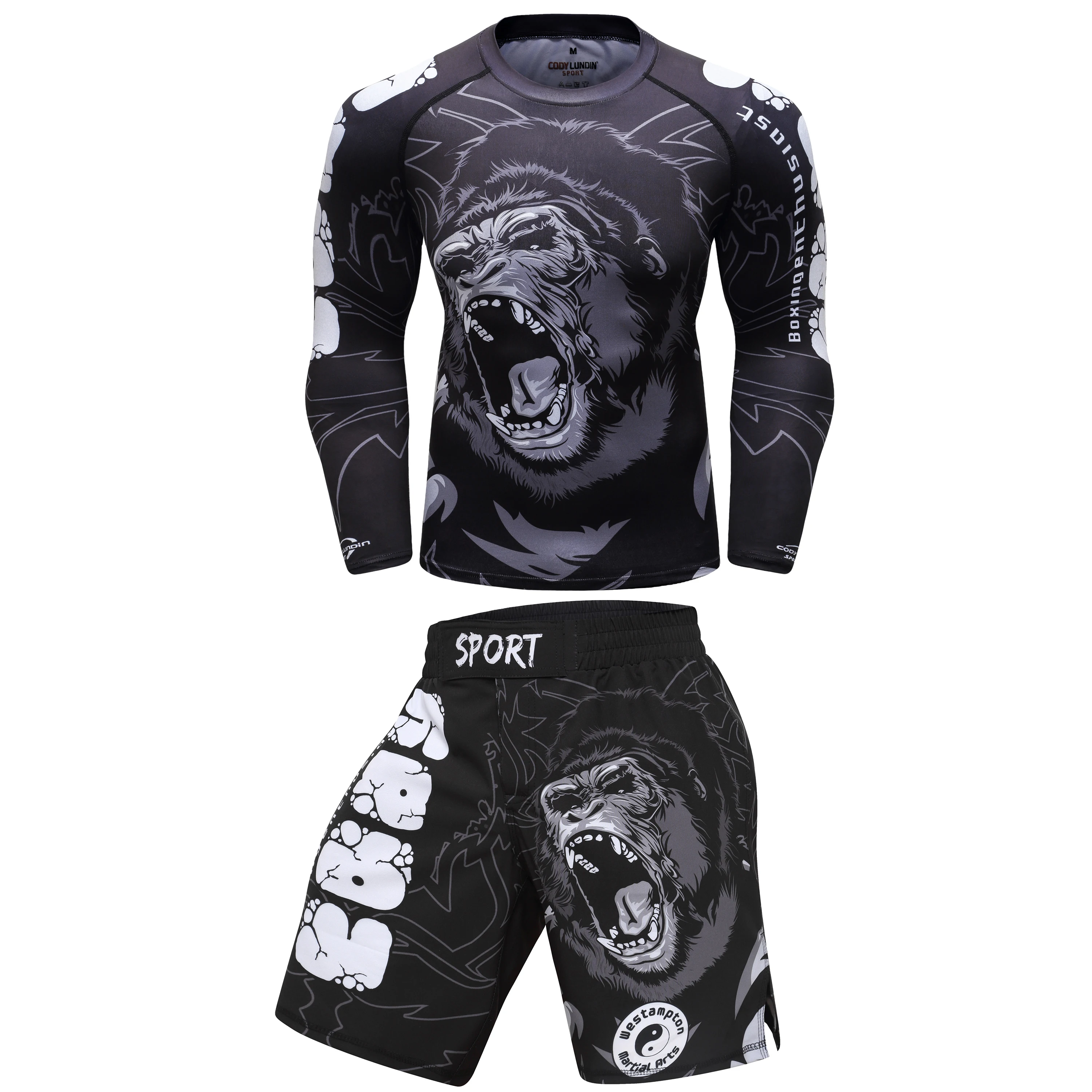 Cody Heren Sportkleding Met Print Gorilla Mannen Mma Jiu Jitsu No Gi Rashguard Bjj Vechten Atletisch Trainingspak Boksshirt