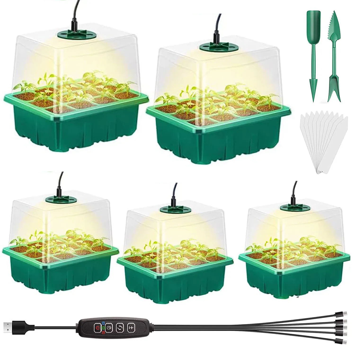 Full Spectrum LED Grow Light Seedling Trays Seed Starter 12 Holes Per Tray Nursery Phyto Lamp for Home Plants Greenhouse Growing