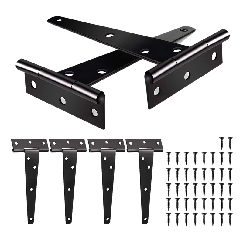 6 Pack Heavy Duty Tee Hinge, 150Mm 6 Inch T Hinge Metal Strap Tee Hinge With Screws For Shed Doors, Garden Gate