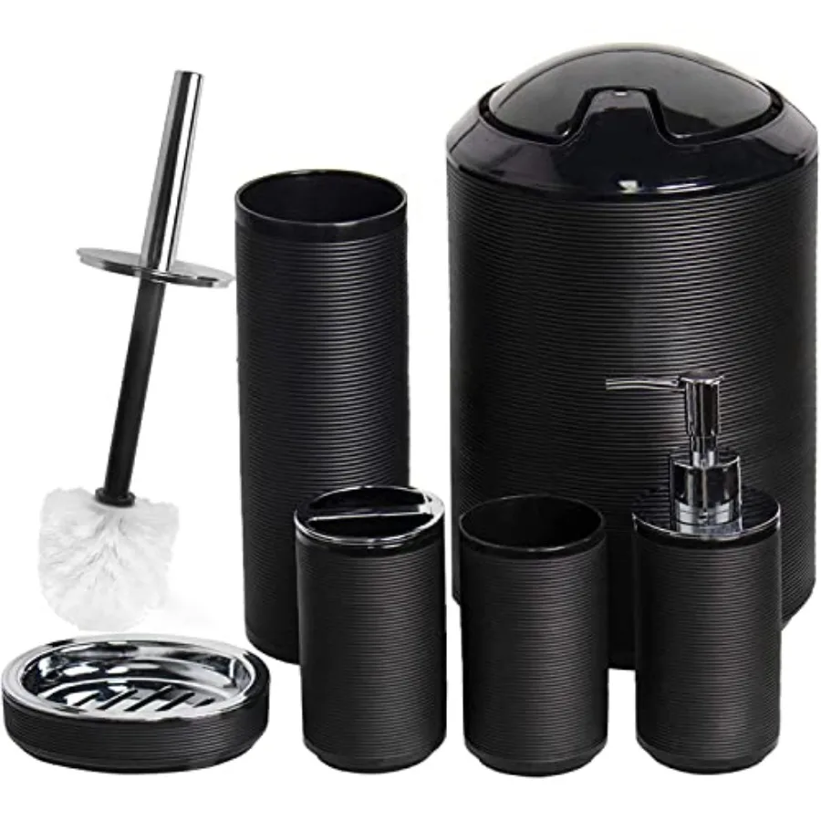 

Bathroom Accessories Set 6 Piece Bath Ensemble Includes Soap Dispenser Toothbrush Holder Toothbrush Cup Soap Dish for Decorativ