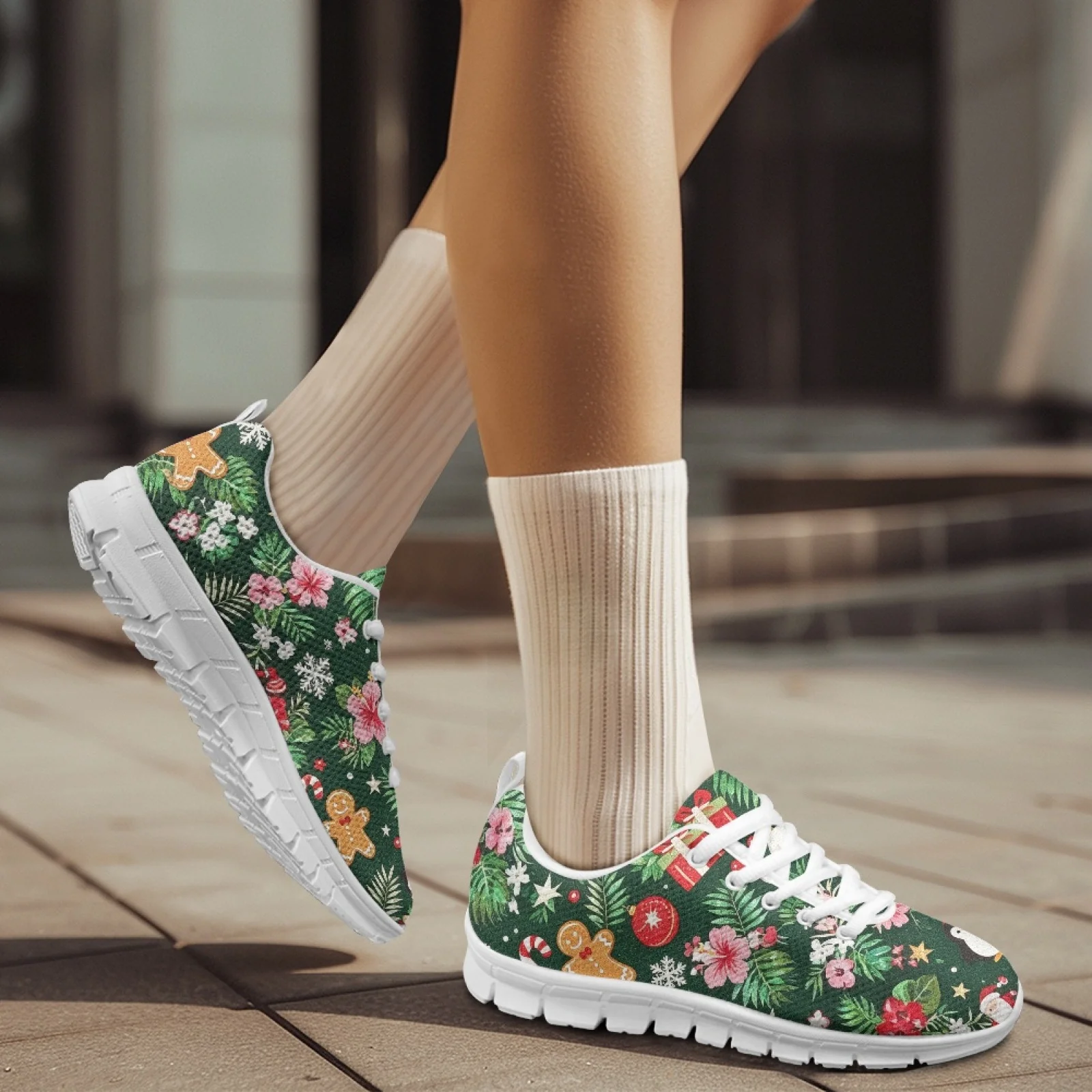 Coloranimal Xmas Gingerbread Women Comfortable Shoes for Teachers Standing All Day Casual Work Shoe for Travel view 4