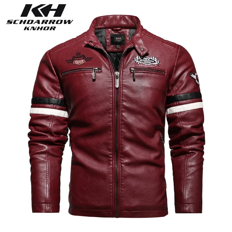 Mens Leather Jackets Men's Spring Autumn Motorcycle Leather Jacket Coat Fashion Embroidery PU Leather Coat Male Jaqueta de couro