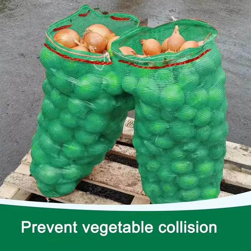 50 قطعة من حقيبة شبكية قابلة لإعادة الاستخدام، تصميم برباط كبير جدًا وجيد التهوية وقابل للغسل لأكياس تخزين الخضروات الطازجة