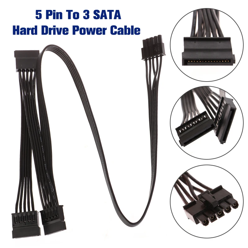 5 Pin To 3 SATA Hard Drive HDD Peripheral Power Cable for V550 V650 V750 V850 V1000 V1000 Modular Power Supply