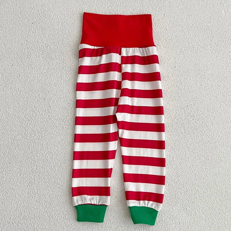 2024 Christmas Set Childrens Clothing Baby Set Red Green Stripes Winter New Baby Jumpsuit +Pants 2PCS Cute Childrens Clothing