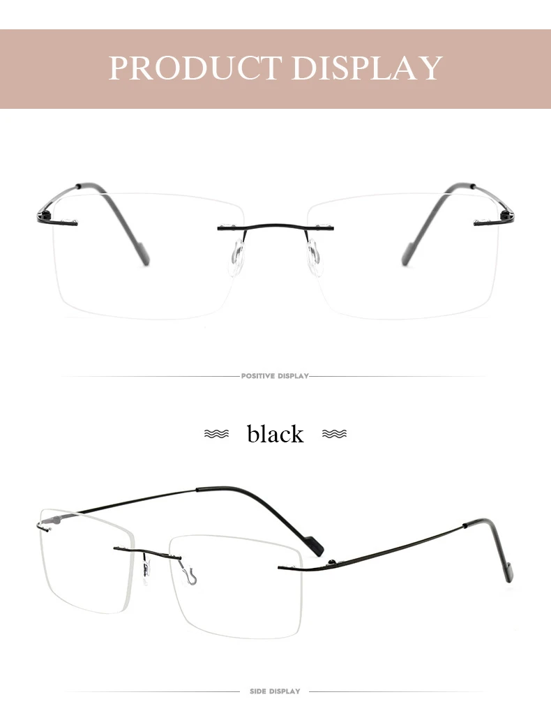 New 2022 Rimless Glasses Frame with Recipe Customized Lenses Shapes Flexible Temple Legs Prescription Eyeglasses for Men Women
