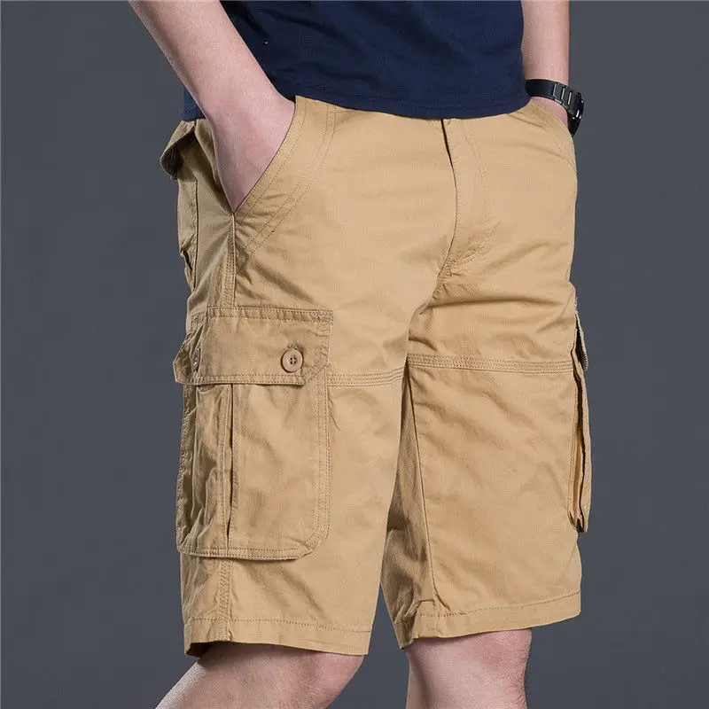 Summer Men Cotton Loose Cargo Shorts Streetwear Fashion Male Clothes Claret 4 Pockets Straight 5 Points Thin Casual Short Pants