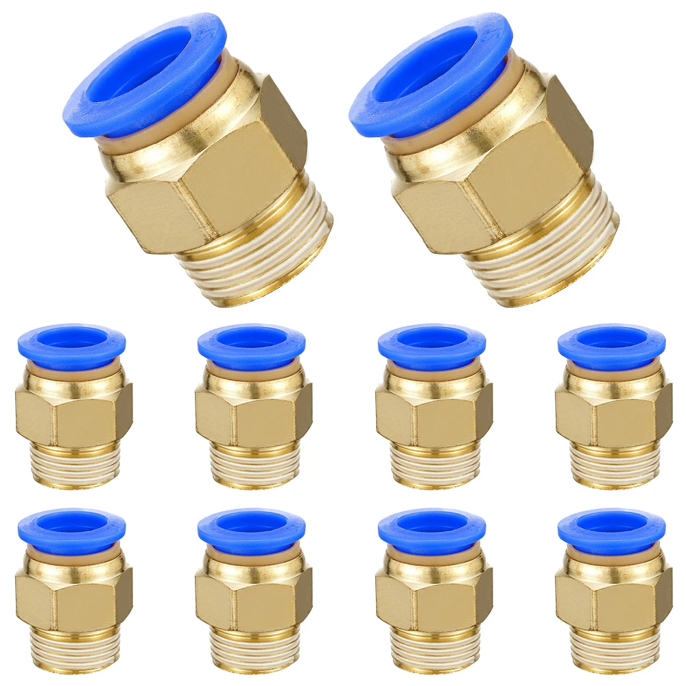 10pcs Pneumatic Air Connector Fitting PC 8-02 8mm Tube 1/4 inch G Thread Push to Connect Pipe Straight Pneumatic Quick Connector