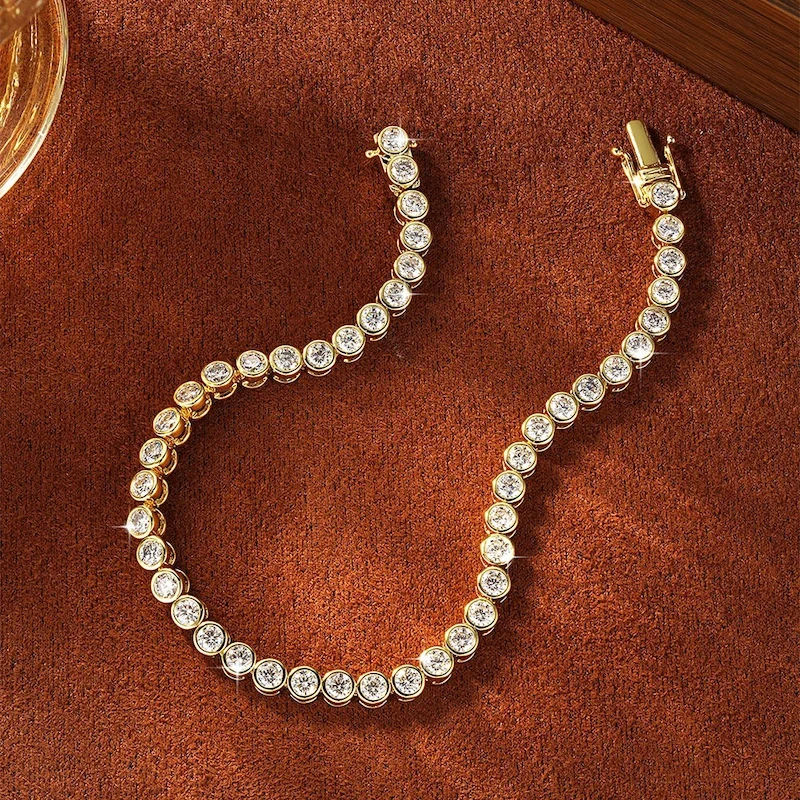 Rrjzz Vollständiges 3-mm-Moissanit-Armband mit rundem Schliff für Damen, D-Farbe, Laborimitation von Diamanten, 18 cm lange Kette, Tennisarmbänder, Schmuck, Geschenke – Detail 9