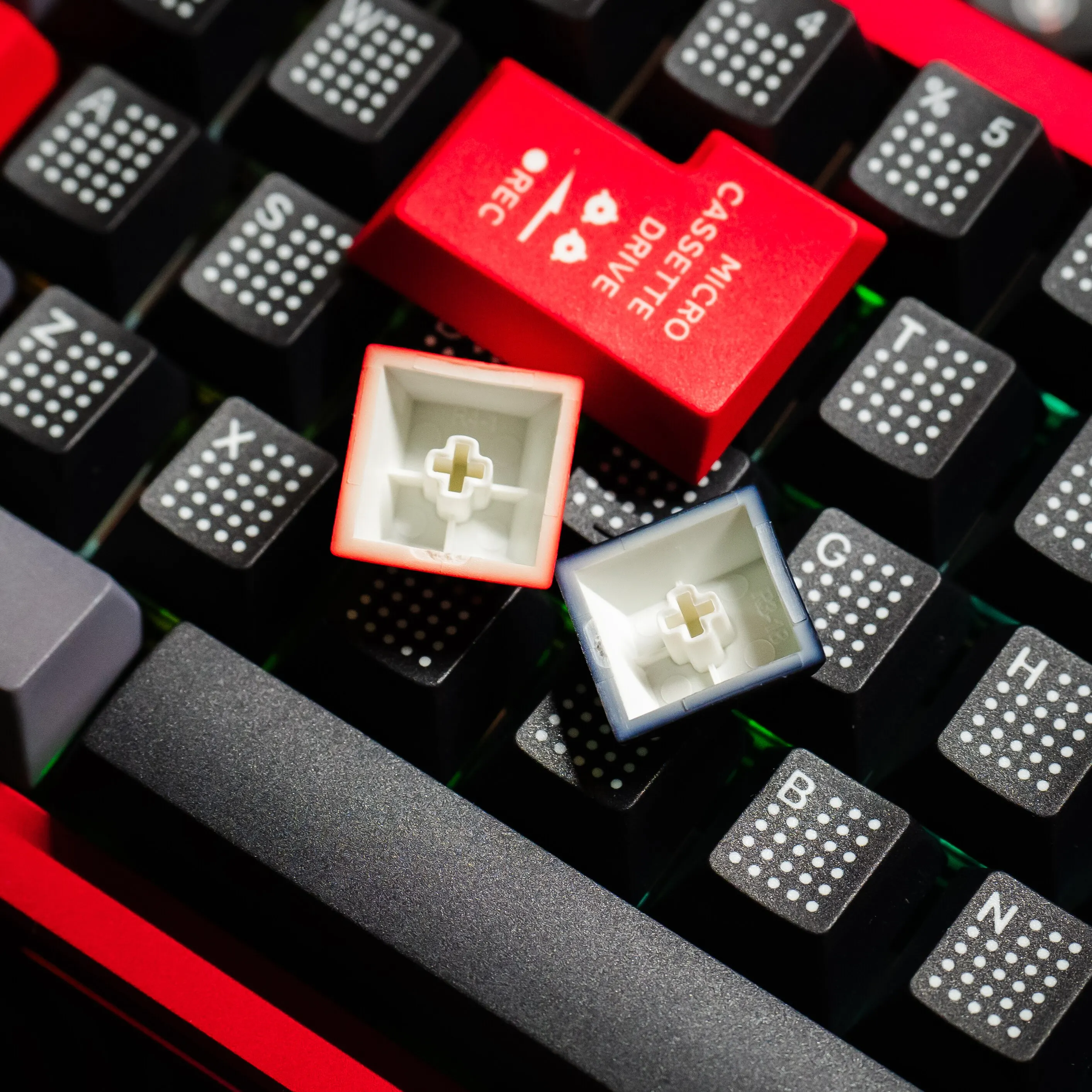 Polka Dot Keycap Set in Black Gray And Red Cherry Profile PBT Material Dye Sublimated Comprehensive Full Set