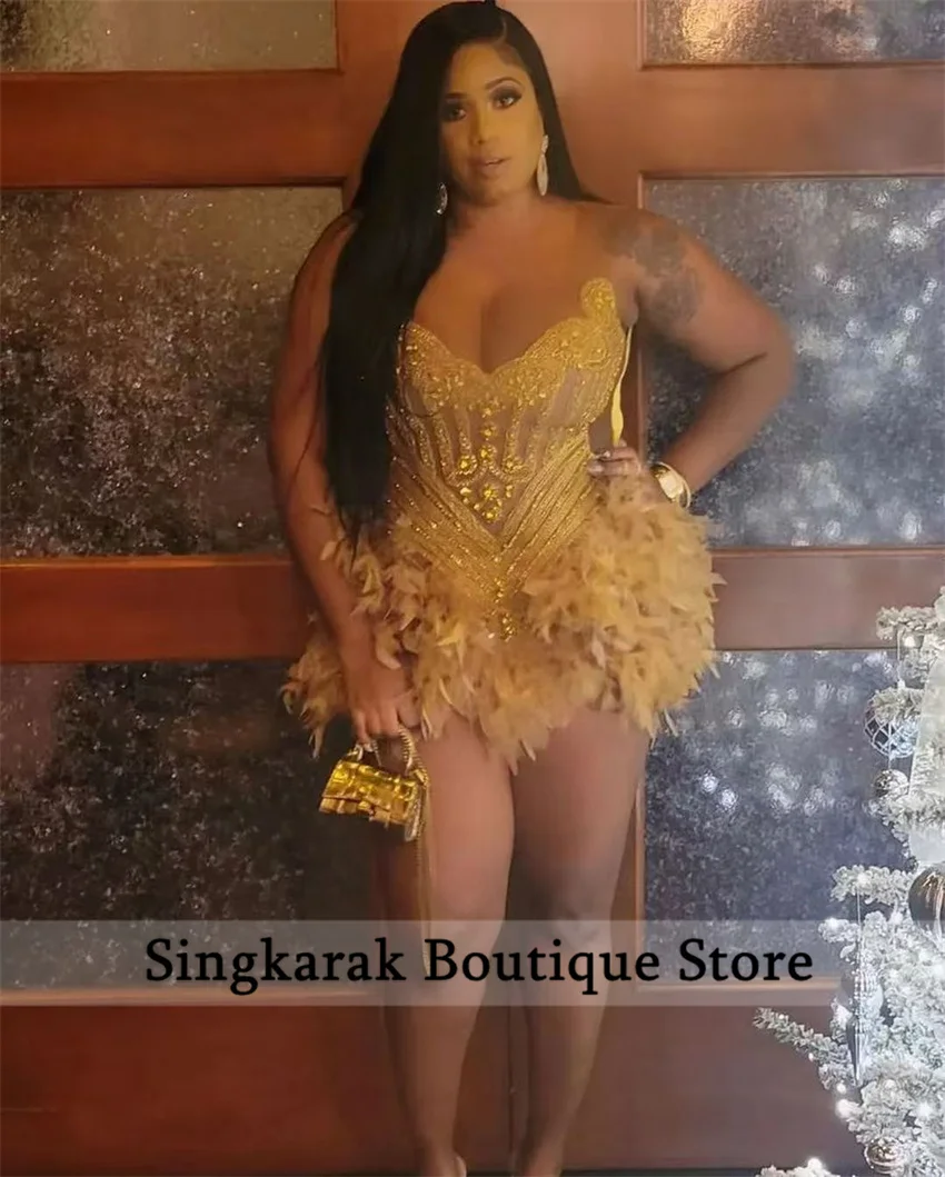 Glitter Gold Diamonds Prom Dress 2024 Plus Size Glitter Bead Crystal Rhinestones Birthday Party Cocktail Homecoming Customized