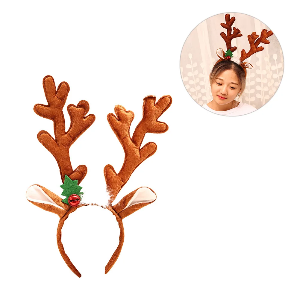 

Big Antler Design Hair Hoop Christmas Headdress Band Party Supplies Fabric Durable Long Lasting Photo Prop Family Fun