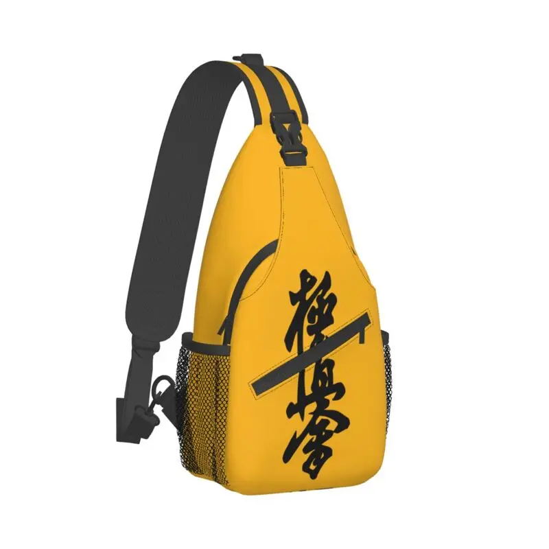 Mochila masculina Kyokushi Karate Crossbody Sling, bolsa casual no peito para viajar, artes marciais