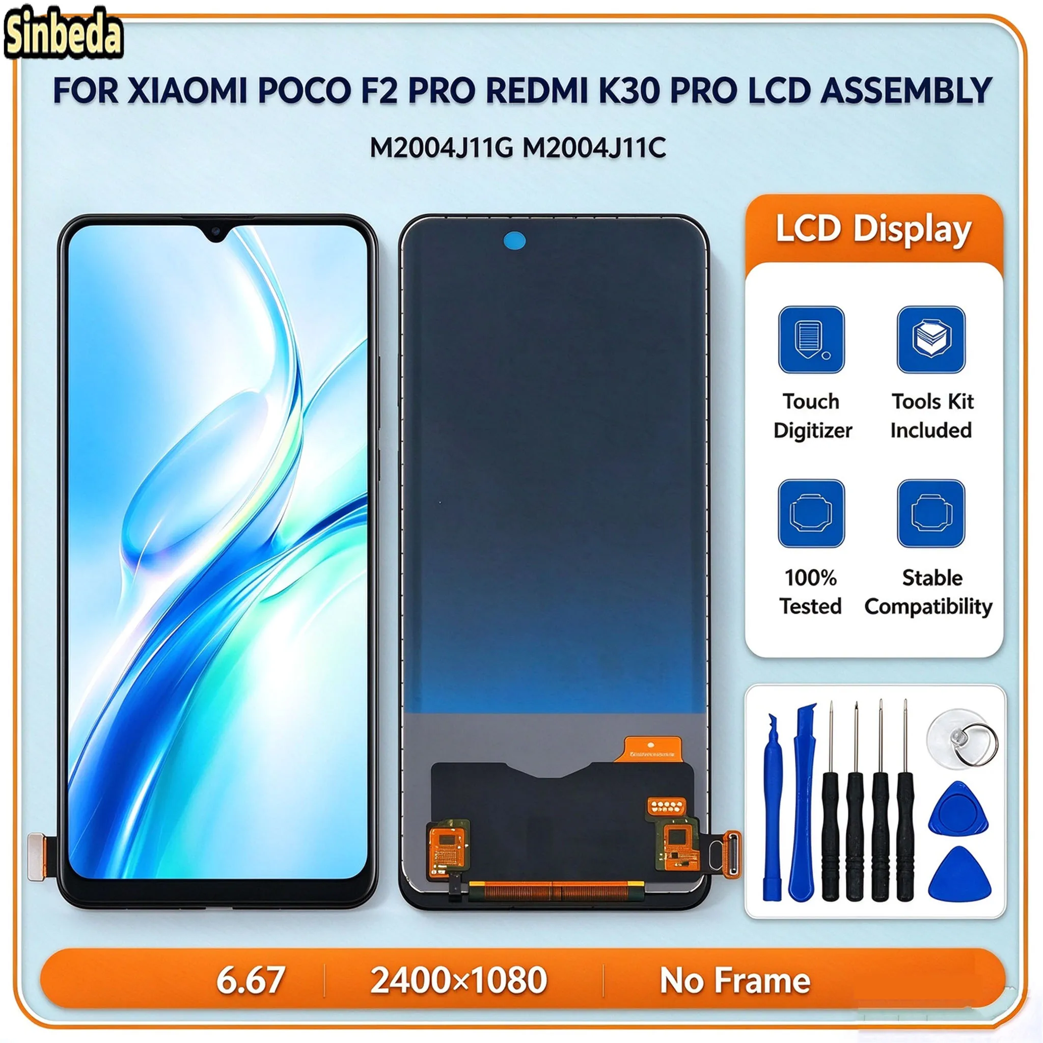 Tested Amoled Display For Xiaomi Poco F2 Pro Redmi K30 Pro M2004J11G M2004J11C Touch Digitizer Assembly Replacement With Tools