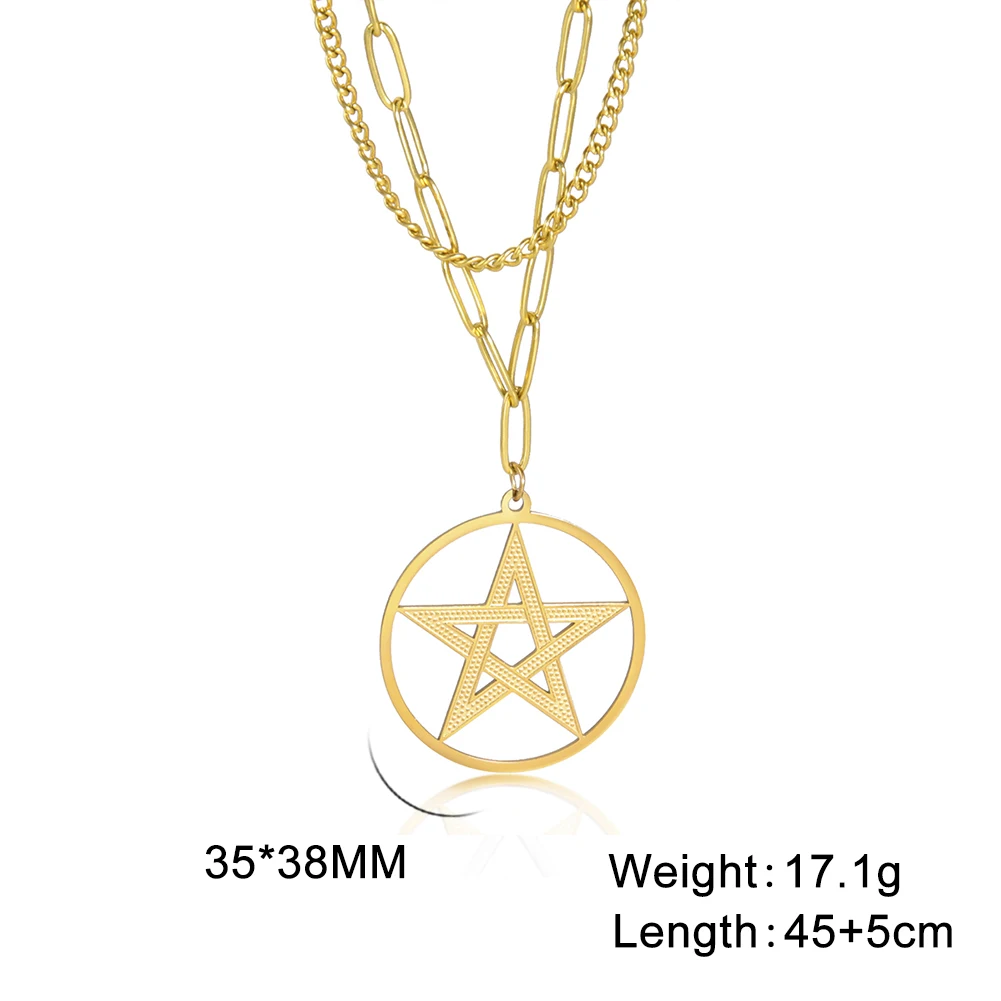 Hollow Star Pendant Necklace Simple Stainless Steel Double Layer Necklace Fashion Women\'s Jewelry for Birthday Gift