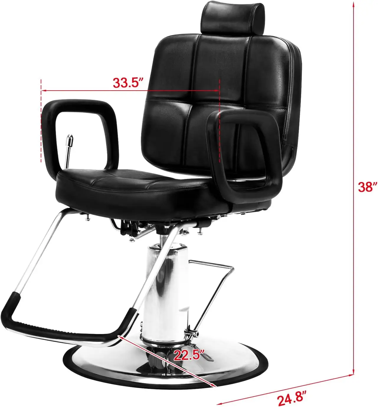 Hydraulic Reclining Barber Chair Heavy Duty Reclining Backrest Hair Stylist Beauty Salon Chair with Footrest Headrest for Tattoo Styling Max Load 330 Lbs