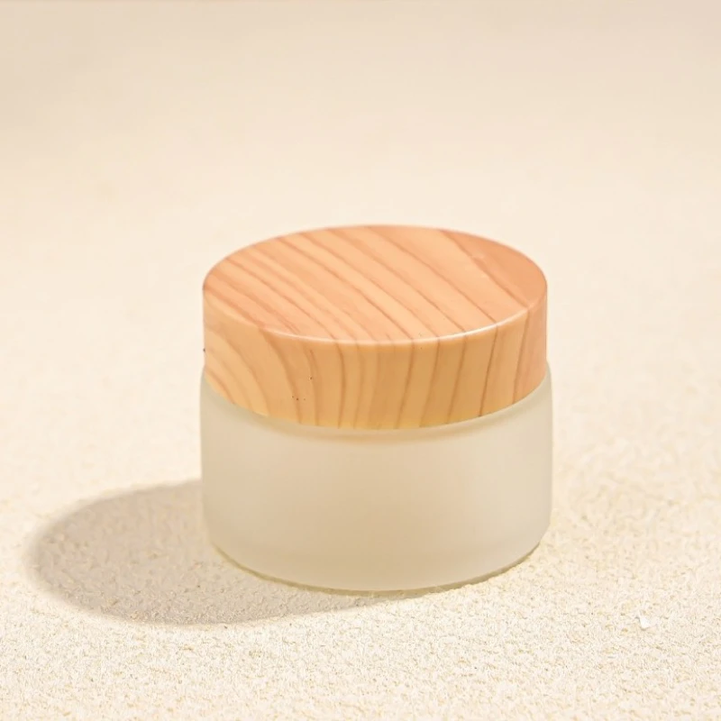 5 個 5/10/15/20/30/50/60/100 グラム空の瓶ラウンドつや消し透明ガラス化粧品容器詰め替えフェイスクリームボックスポットメイクアップ用