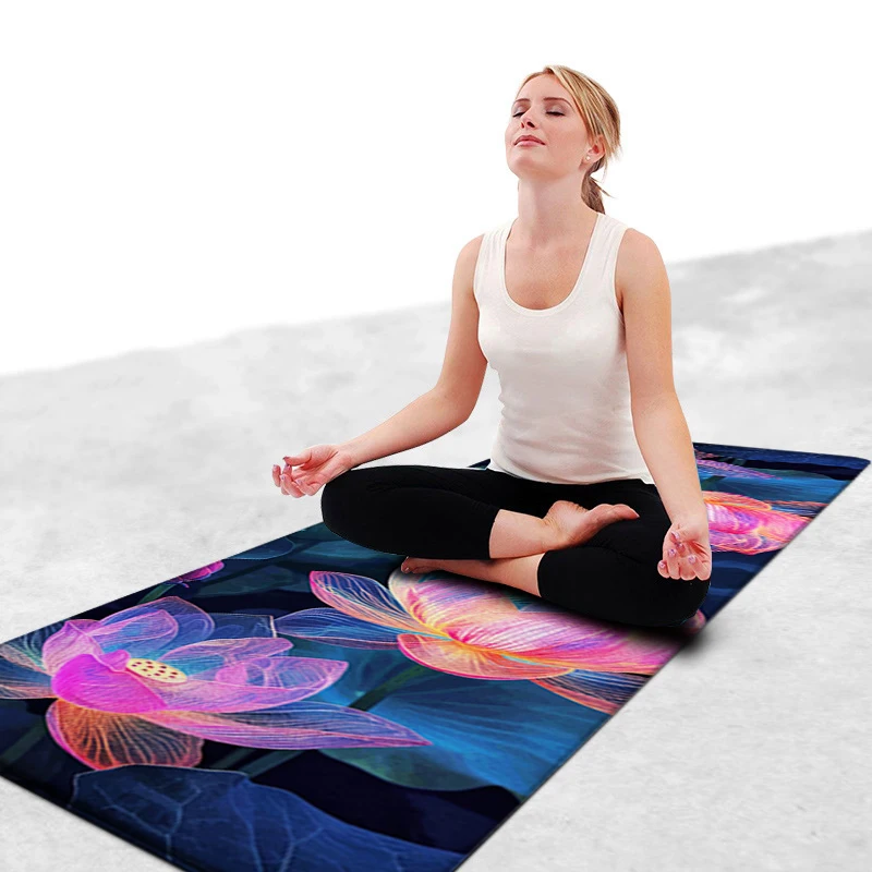 

Pink Blue Green Colorful Lotus Soft Carpet Yoga Meditation Mat Bedroom Bedside Living Room Kitchen Floor Rug Reiki Crystal Pads