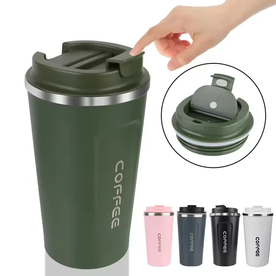 Thermo Cafe Car Thermos Mug for Tea Water Coffee Leak_Proof Travel Thermo Cup Coffee Mug 380/510ML Double Stainless SteelThermo