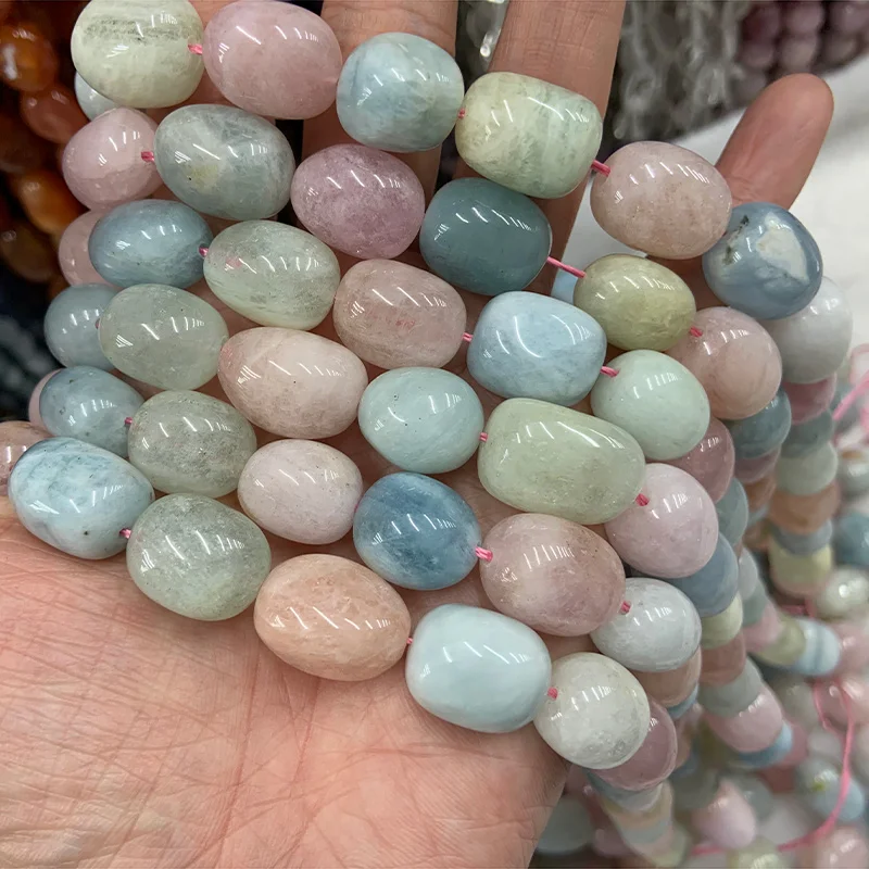 Natural Charoite Morgan Aquamarine Stone Beads 15\'\' Freeform Potato DIY Loose Beads For Jewelry Making Beads Bracelet Necklace