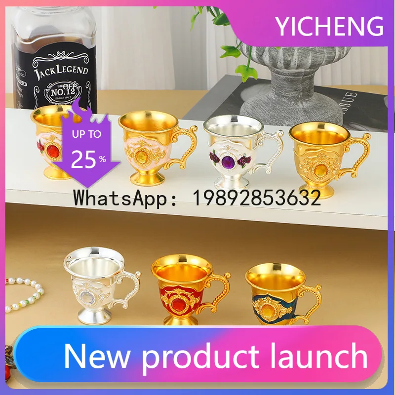 

Hys metal white wine glass creative cup with handle high-end for home cup wedding toast cup