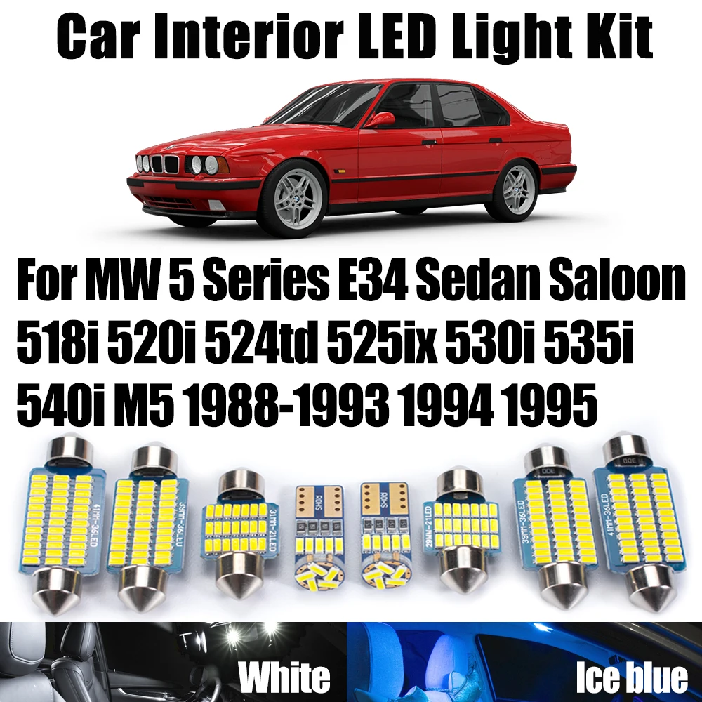 

18 шт. светодиодный внутренний светильник, комплект автомобильных потолочных ламп для BMW 5 серии E34 седан седан 518i 520i 524td 525ix 530i 535i 540i M5 1988-1995 гг.